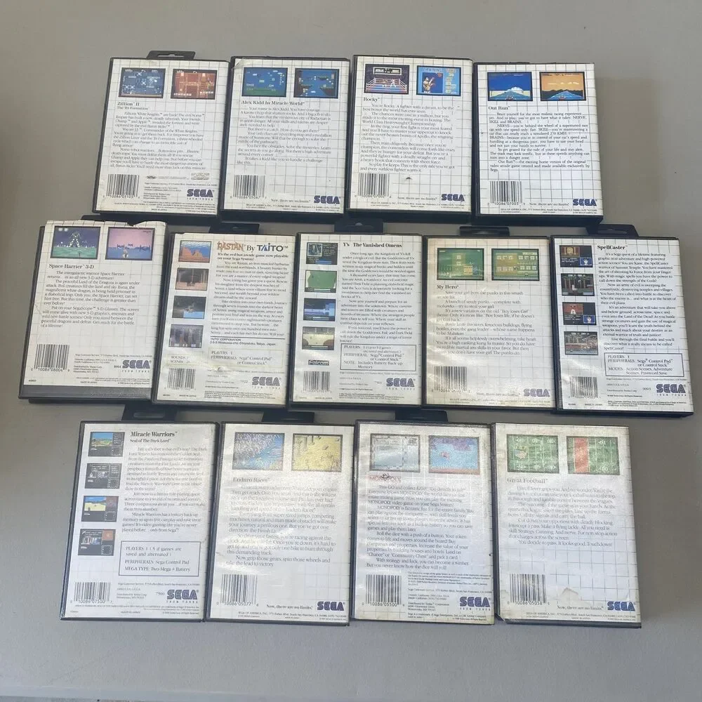 Vintage Games 13 Sega Master System Games | Rocky, Zillion 2, Out Run, Alex Kidd